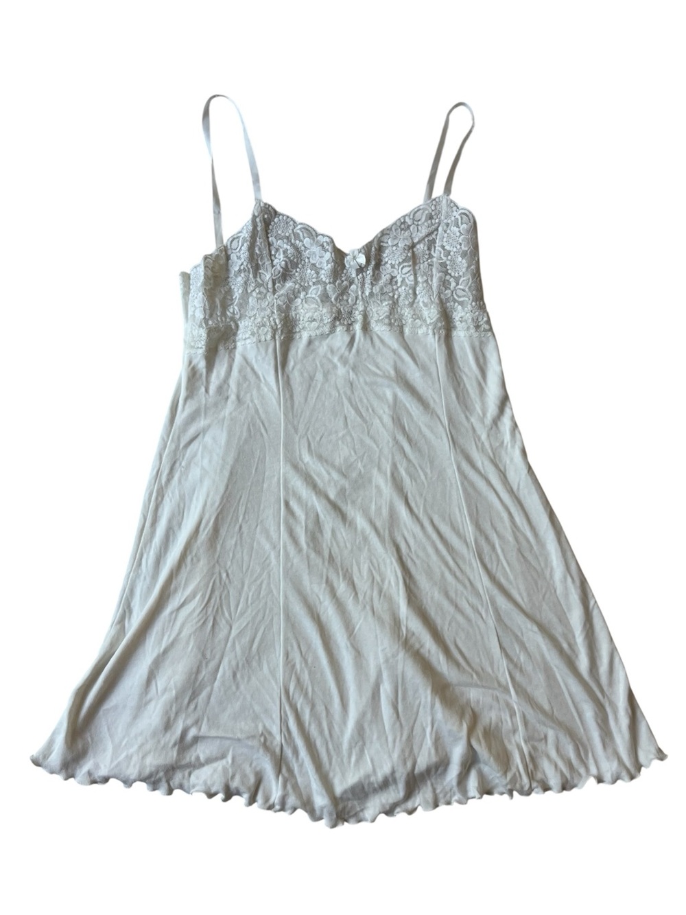 Y2K VICTORIAS SECRET CHEMISE DRESS WHITE LACE BODICE MEDIUM COTTON BLEND